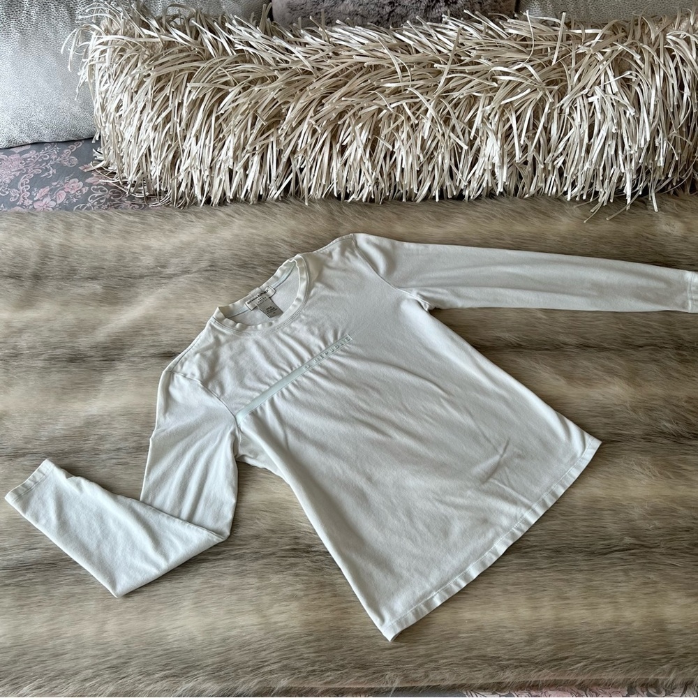 Vintage BANANA REPUBLIC Factory Long Sleeve Cream XS Crew Neck Shirt Y2K